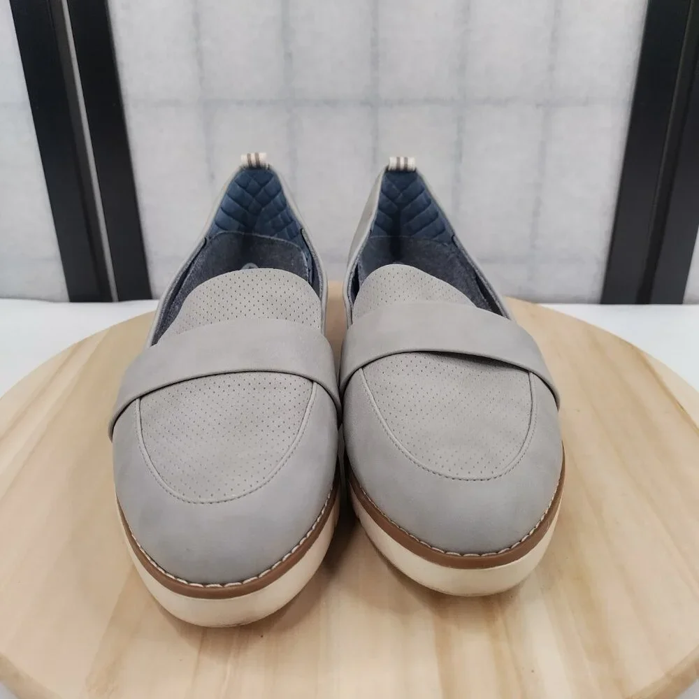 Dr. Scholl's Imagine Slip-on Faux Leather Gray Loafers Women US 10M
